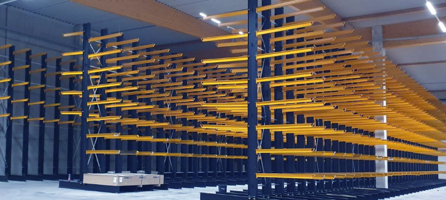 Cantilever racking from Heinz Racking Systems with solid IPE steel sections for heavy loads